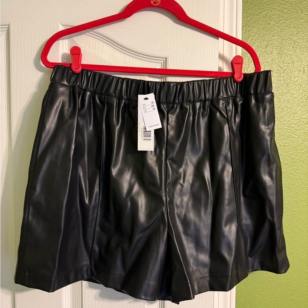 Topshop Black Faux Leather Shorts